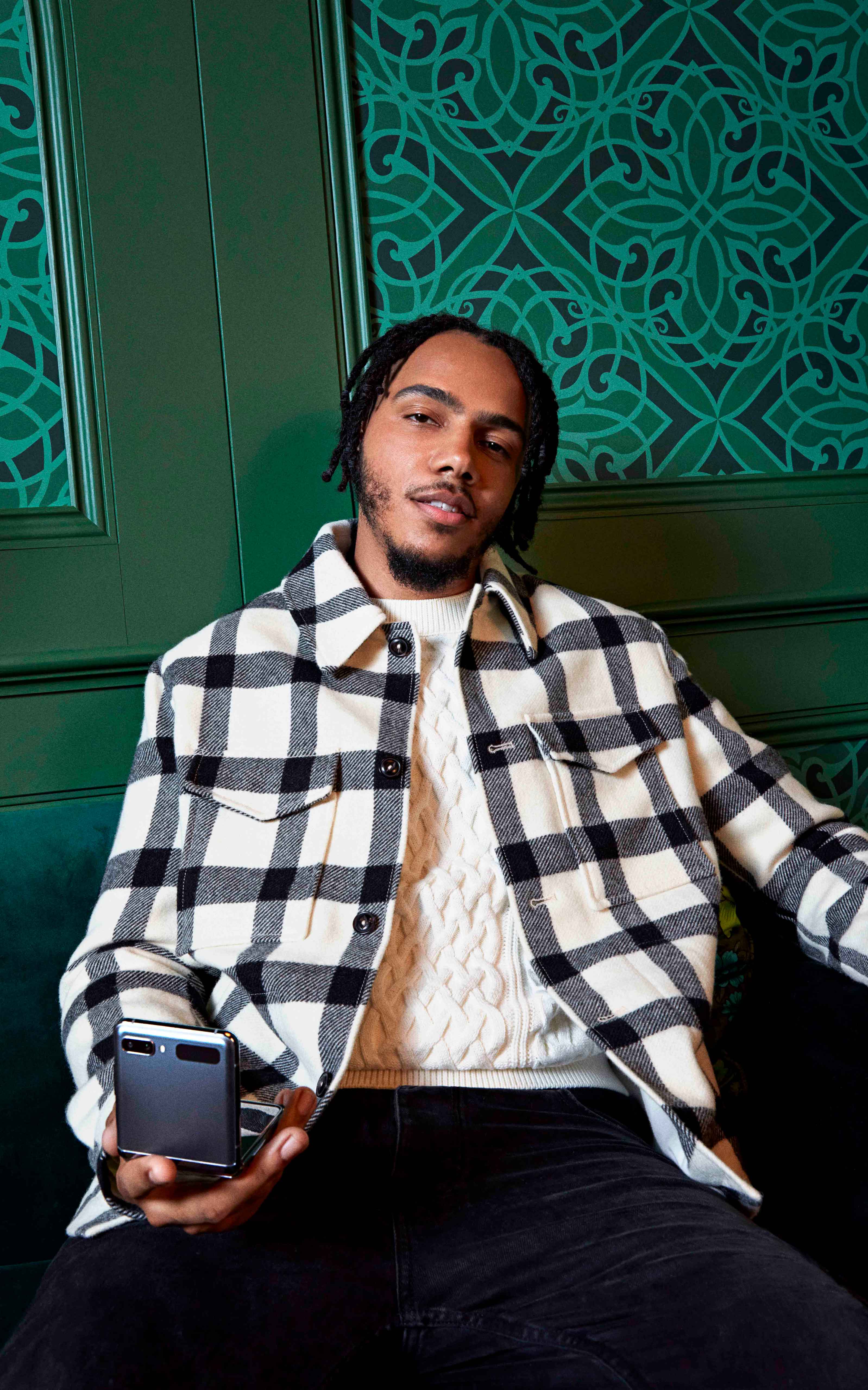 Meet the stars behind Samsung’s Greatest Gift film - AJ Tracey holding the galaxy z flip