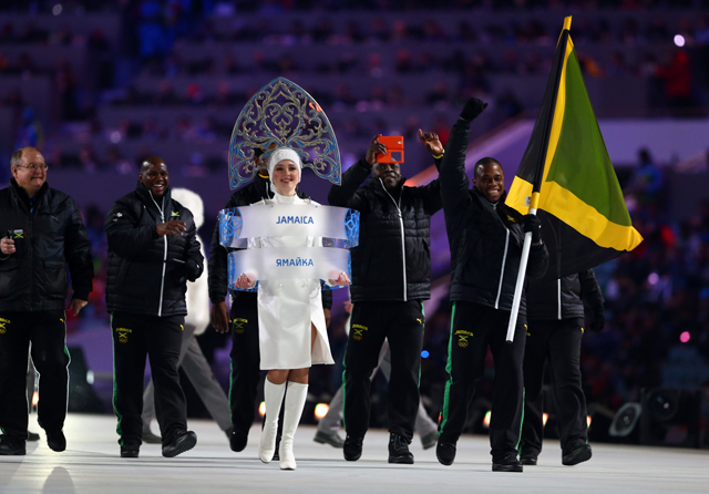 Athletes enjoying the opening ceremony of the Sochi 2014 Olympic Winter Games with the official Olympic Games phones, the Samsung Galaxy Note 3