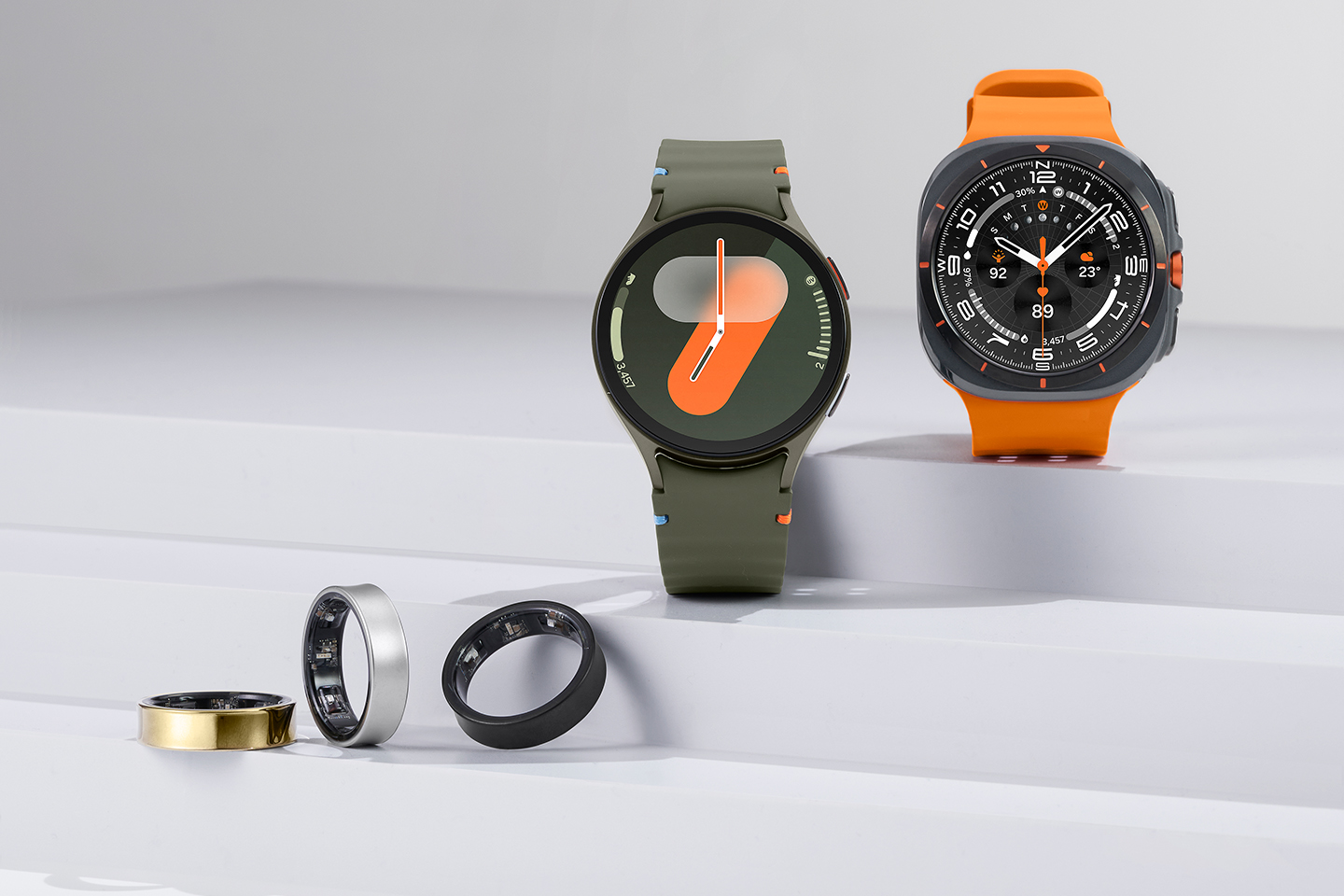 Press release images of expanded wearables portfolio including Galaxy Ring, Galaxy Watch Ultra, Galaxy Watch7