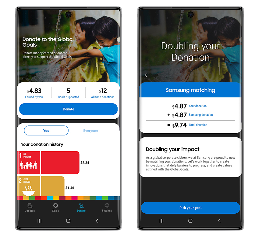 Samsung Global Goals App new update_Matching Funds