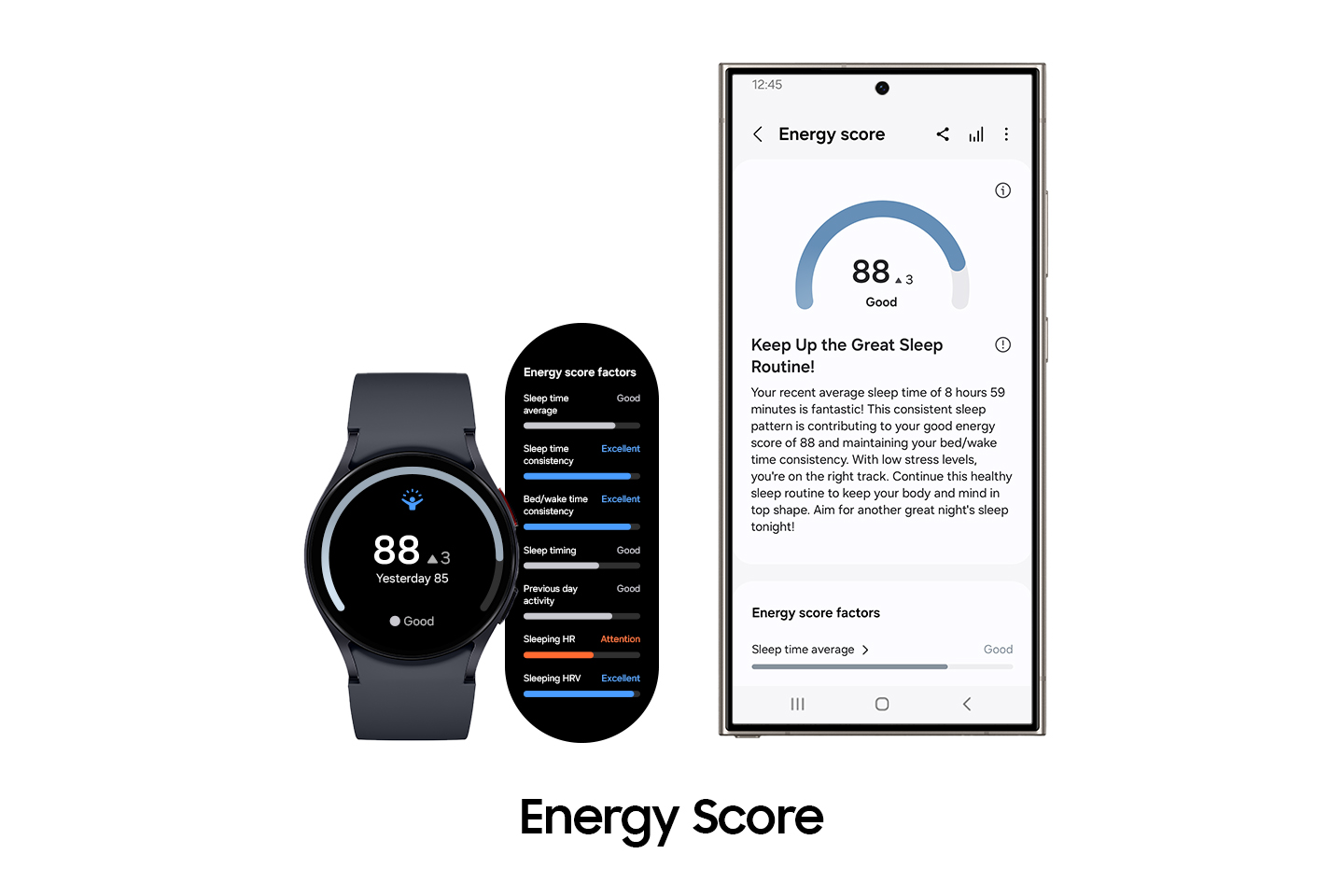 Nueva función beta de One UI 6 Watch Puntuación de energía