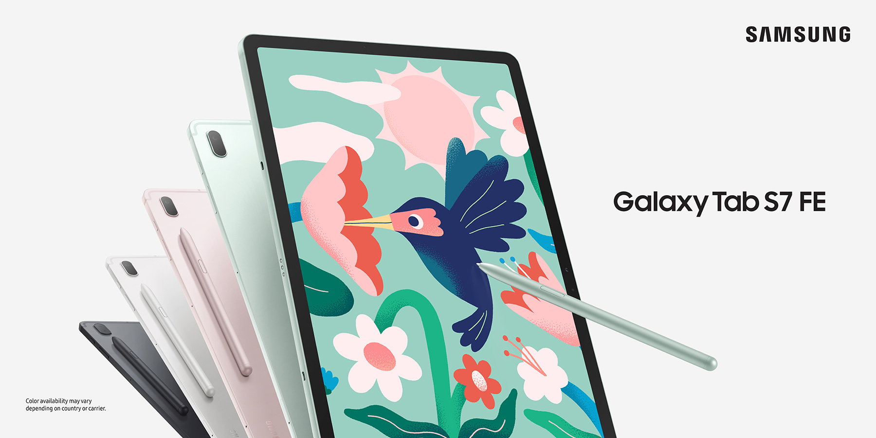 Galaxy Tab S7 FE Mystic Silver, Mystic Green, Mystic Pink, Mystic Black Models with S Pen extra wide