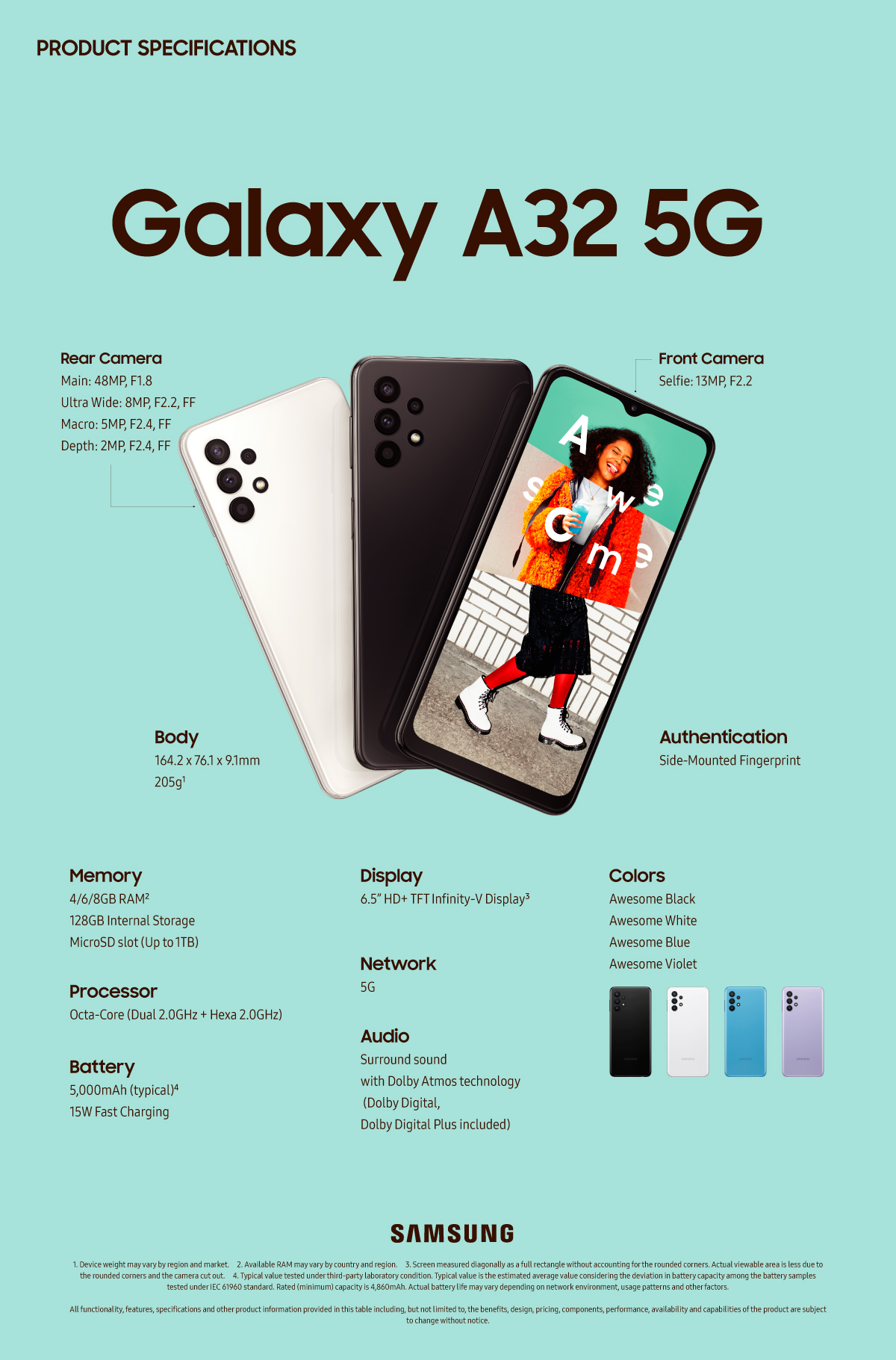 Specs] Galaxy A32 5G Delivers Awesome Power in an Iconic Design – Samsung  Mobile Press