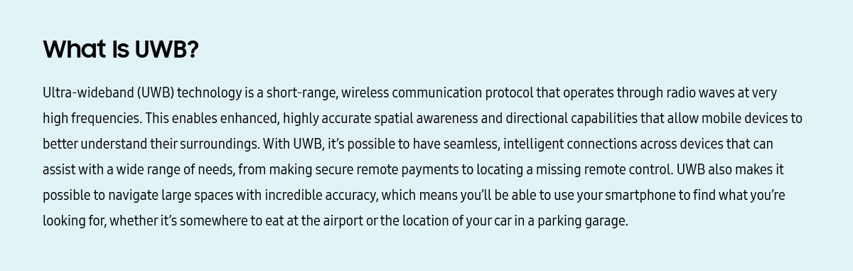 Text box explaining Ultra-Wideband