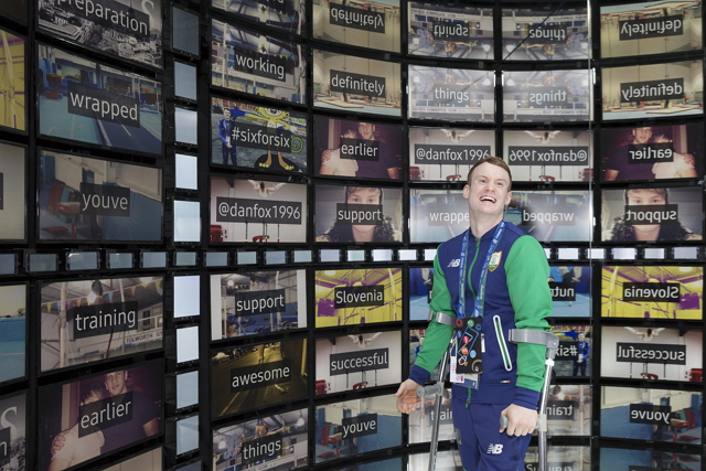 Irish gymnast Keiran Behan Visits the Samsung Galaxy Studio in Olympic Park to Meet with Fans and Test out the Latest Samsung Technology