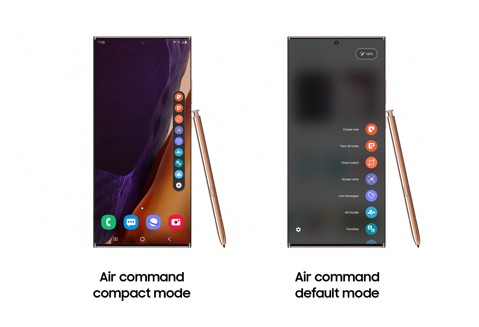 Comparison of Air command default mode and compact mode