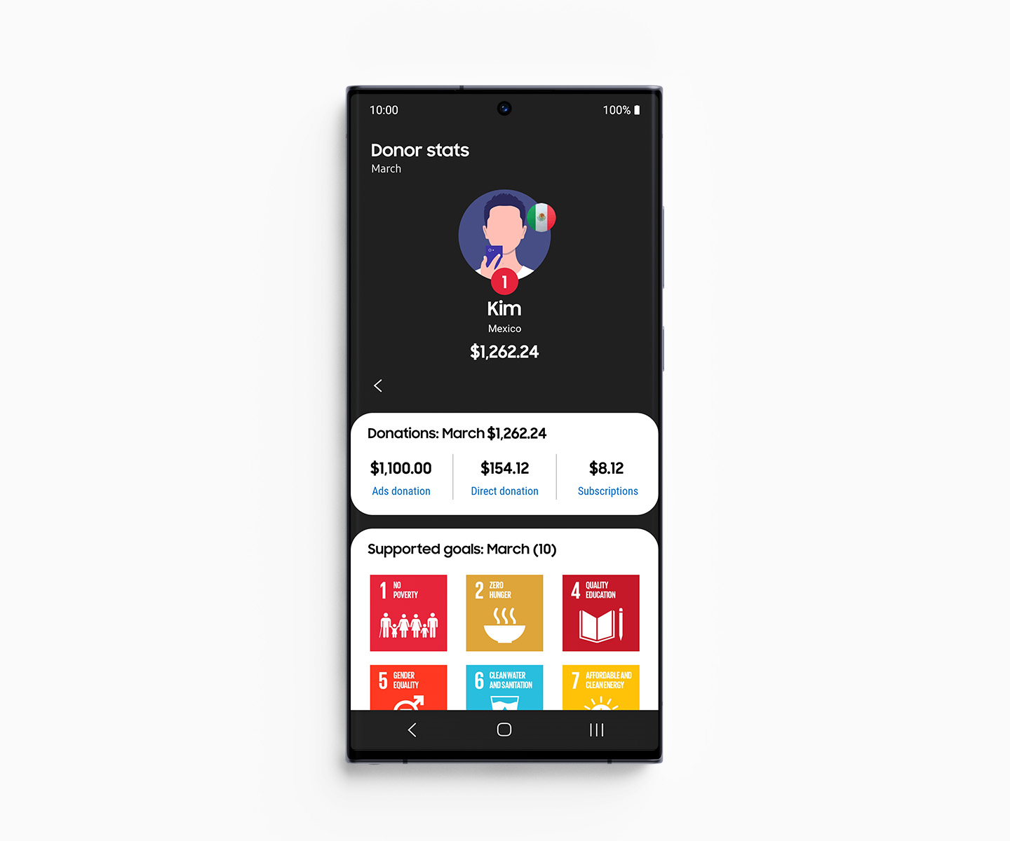 New App Donation Leaderboard Feature of Samsung Global Goals App	