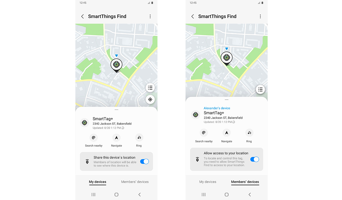 SmartThings Find Members service