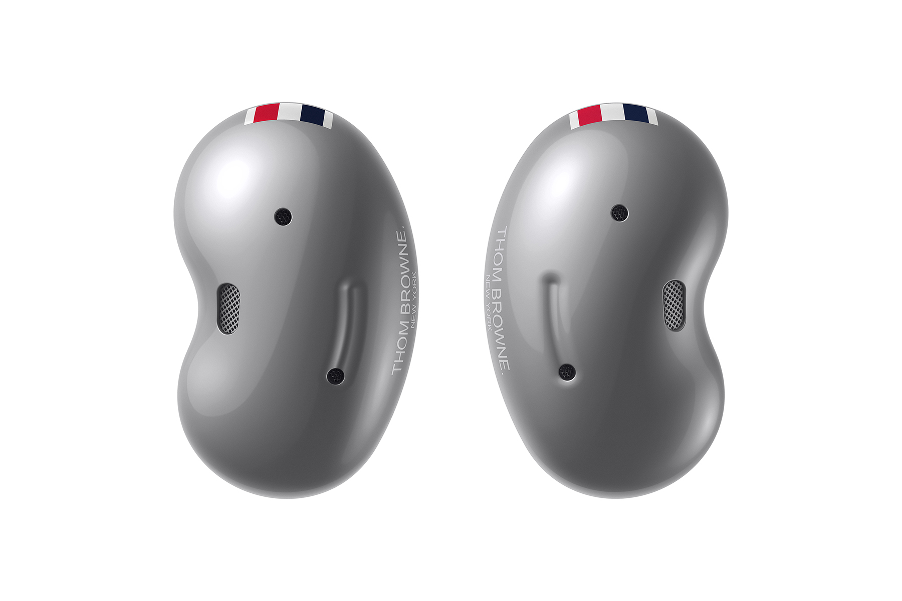 Galaxy Buds Live Thom Browne Edition, front view.