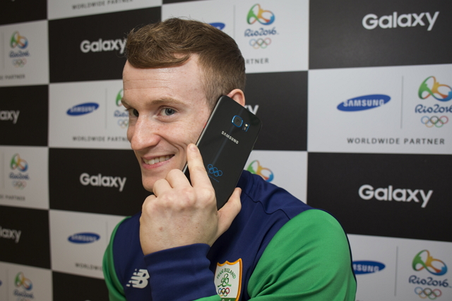 Irish gymnast Keiran Behan Visits the Samsung Galaxy Studio in Olympic Park to Meet with Fans and Test out the Latest Samsung Technology