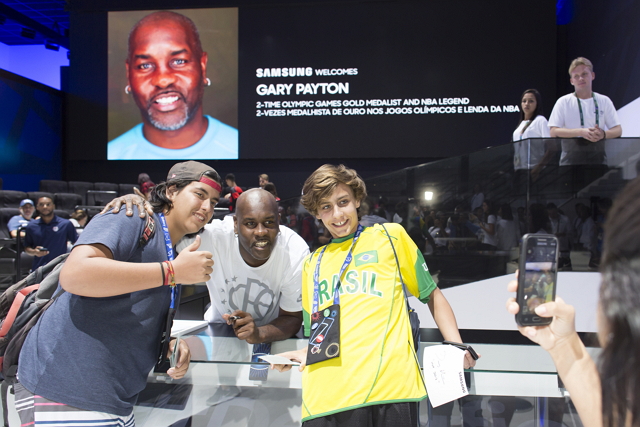 NBA Legend and Two-time Olympic Gold Medalist Gary Payton Visits the Samsung Galaxy Studio in Olympic Park to Surprise Fans and Experience Samsung's Technologies