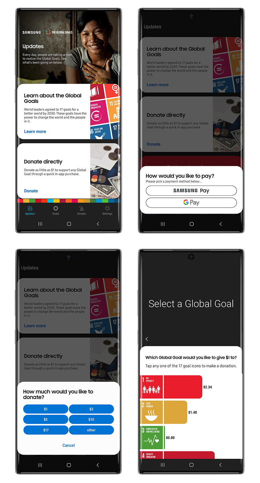 Samsung Global Goals App new update_Donate directly