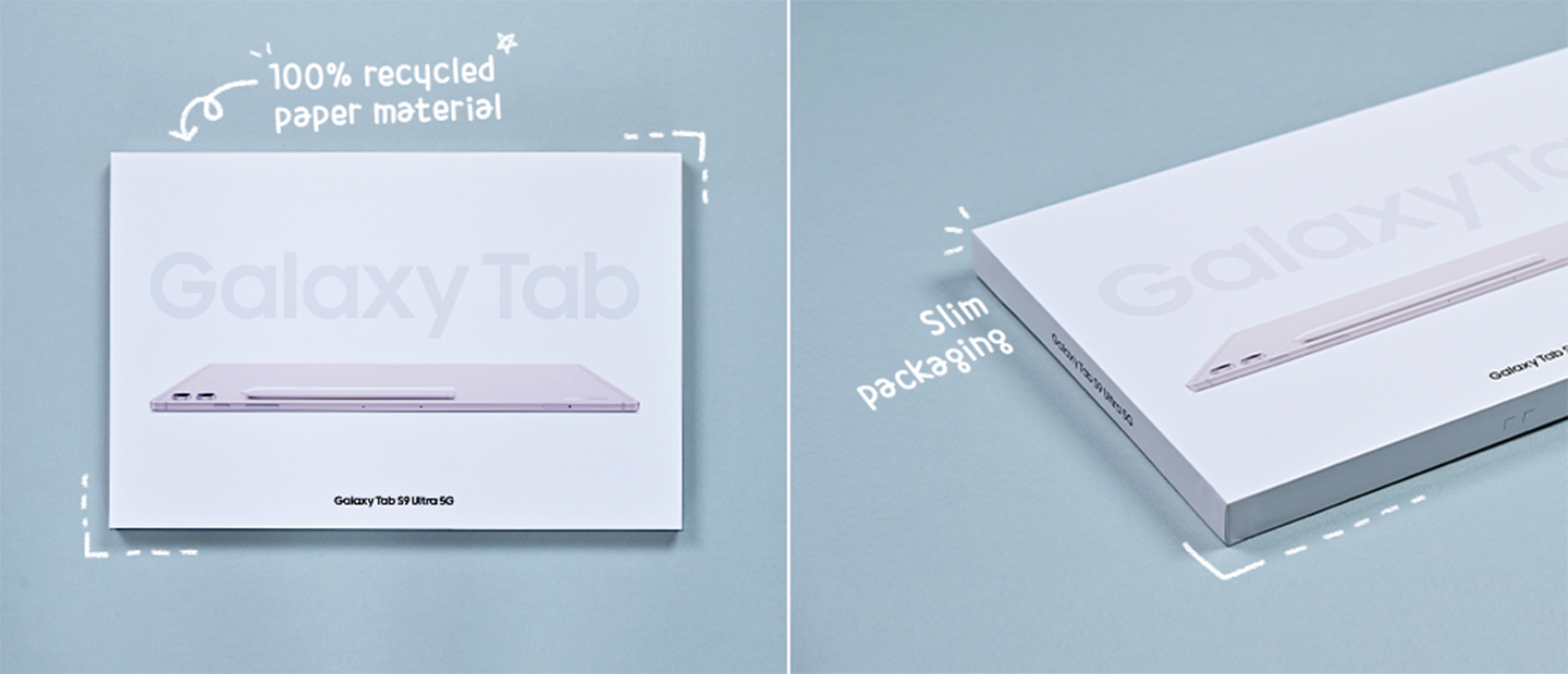 Image of unboxing the Galaxy Tab S9 Ultra showing high performance in a sleek design